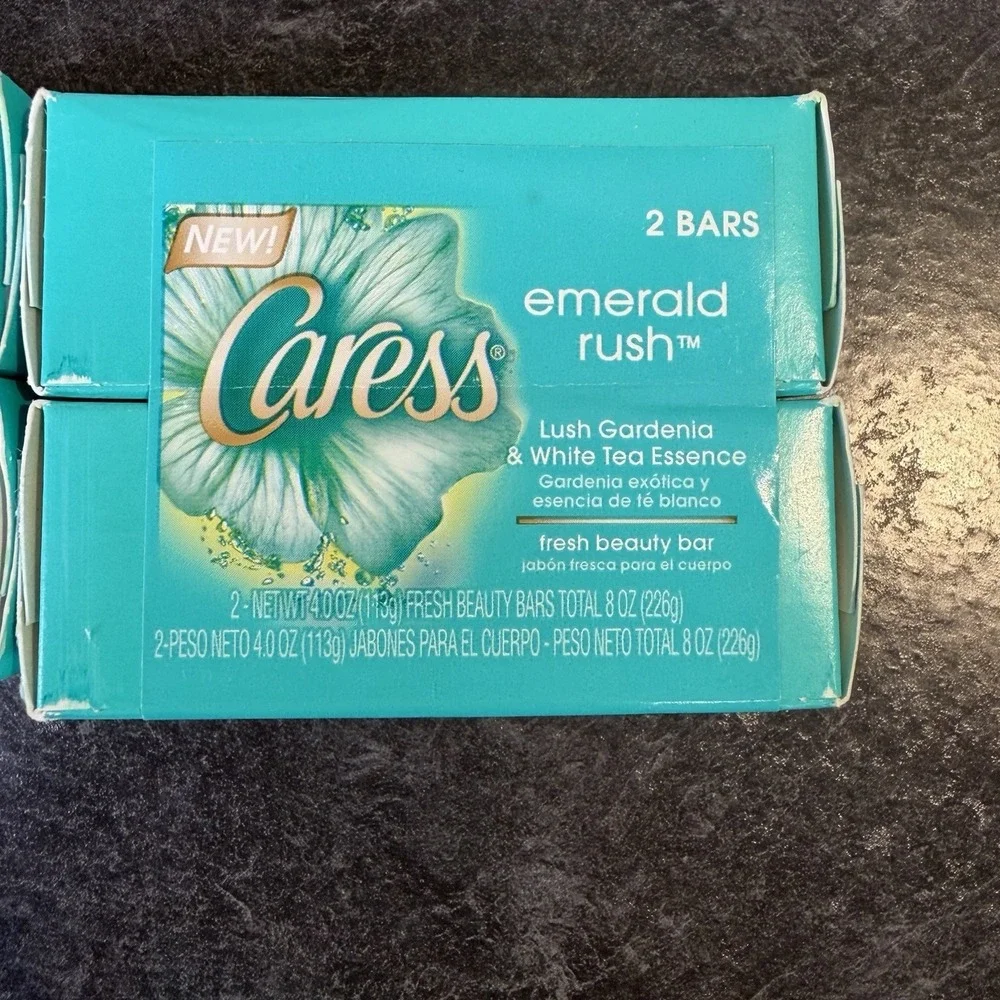 7- Caress Emerald Rush Lush Gardenia & White Tea Beauty Bar Soap‎ Full Size NEW
